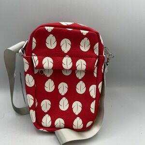 NEW  Disney Lilo Stitch Red Ivory Leaves Vegan Leather Crossbody Buckle-Down‎